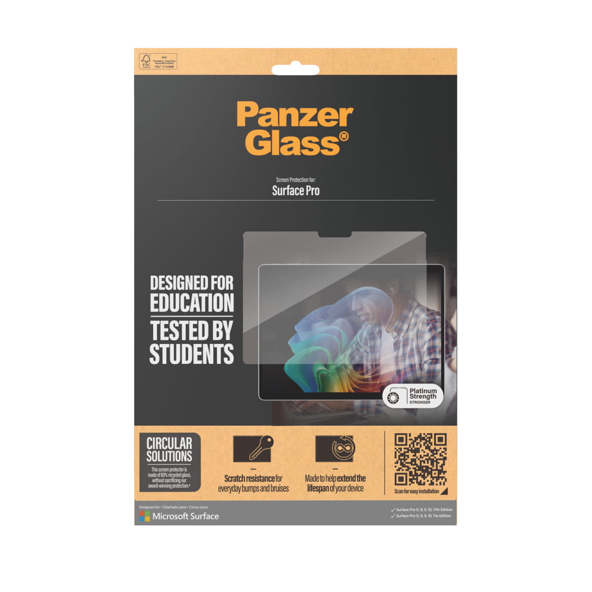 PanzerGlass ® Displayschutz Microsoft Surface Pro X | Pro 8 | Pro 9 | Pro 10 | Pro 11 | Pro 12 | Ultra-Wide Fit, Microsoft, Microsoft - Surface Pro X, Microsoft - Surface Pro 8, Microsoft - Surface Pro 9, Microsoft -..., Trockene Anwendung, Kratzresiste