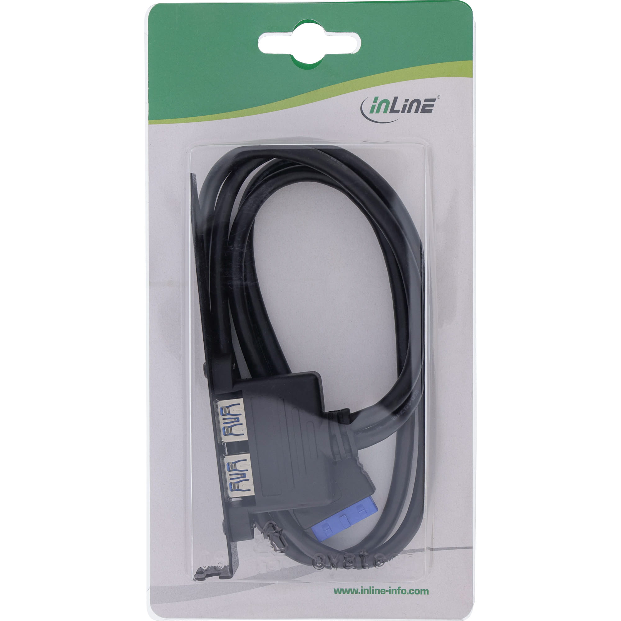 InLine Slotblech USB 3.2 Gen.1 - 2x USB-A Buchse auf intern Mainboard 0,5m
