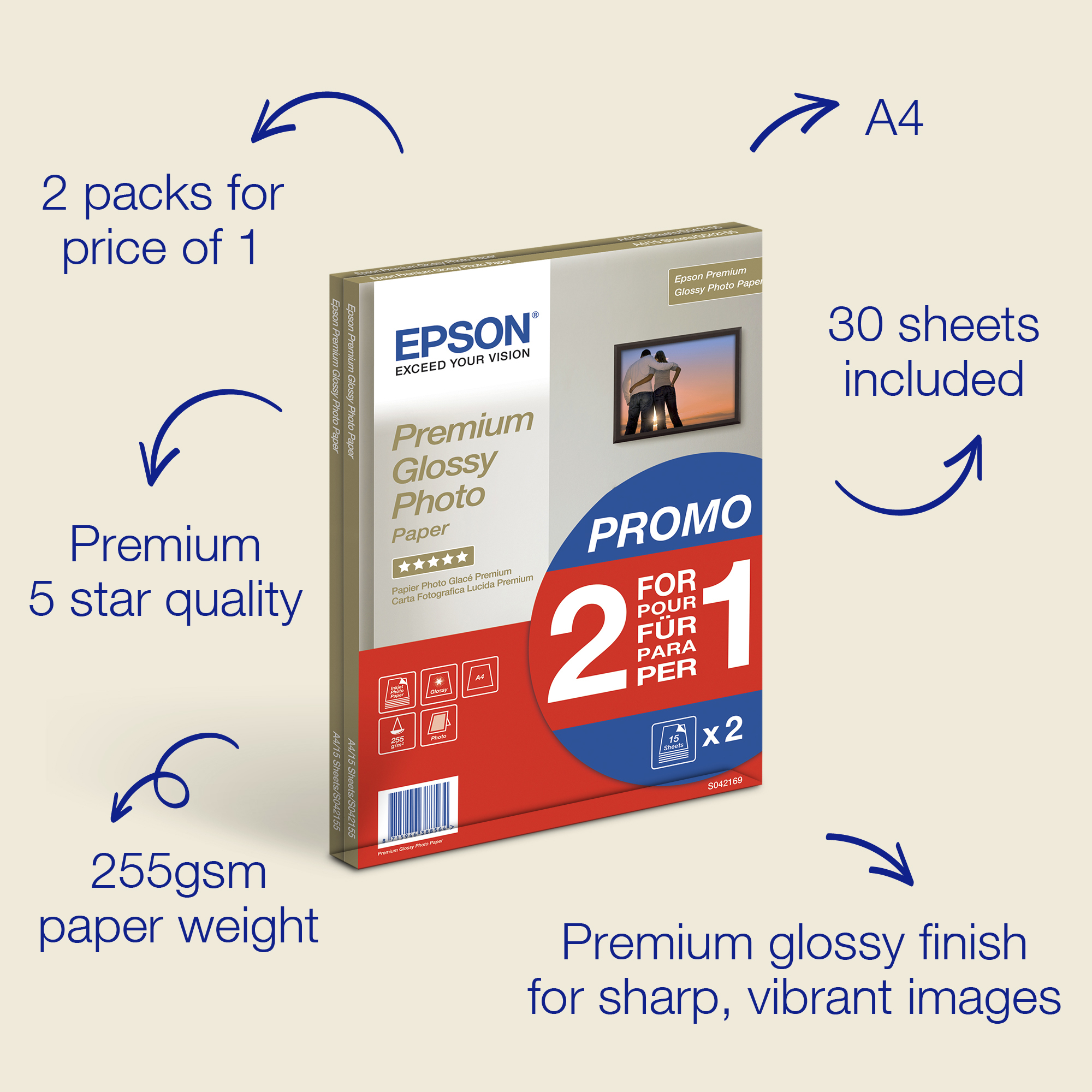 Epson Premium Glossy Photo Paper BOGOF - Glänzend - A4 (210 x 297 mm)