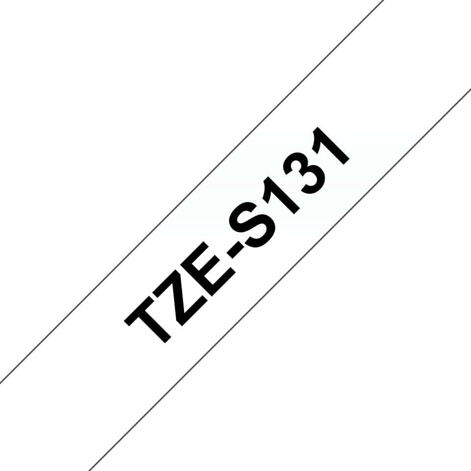 Brother TZe-S131 - Extra starker Klebstoff - schwarz auf durchsichtig - Rolle (1,2 cm x 8 m)