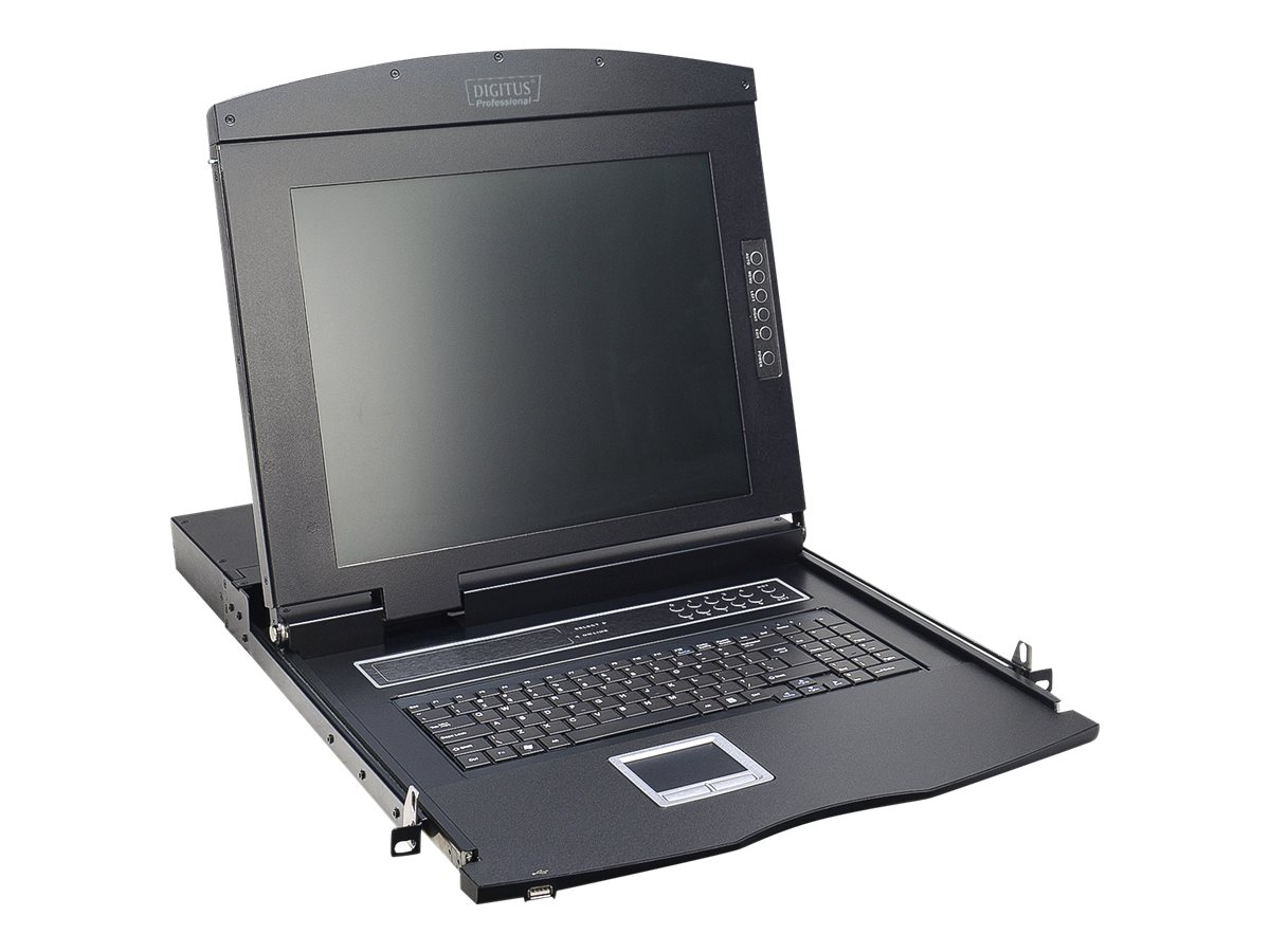 DIGITUS 17" LCD KVM Konsole, 8-Port VGA, schweizer Tastatur