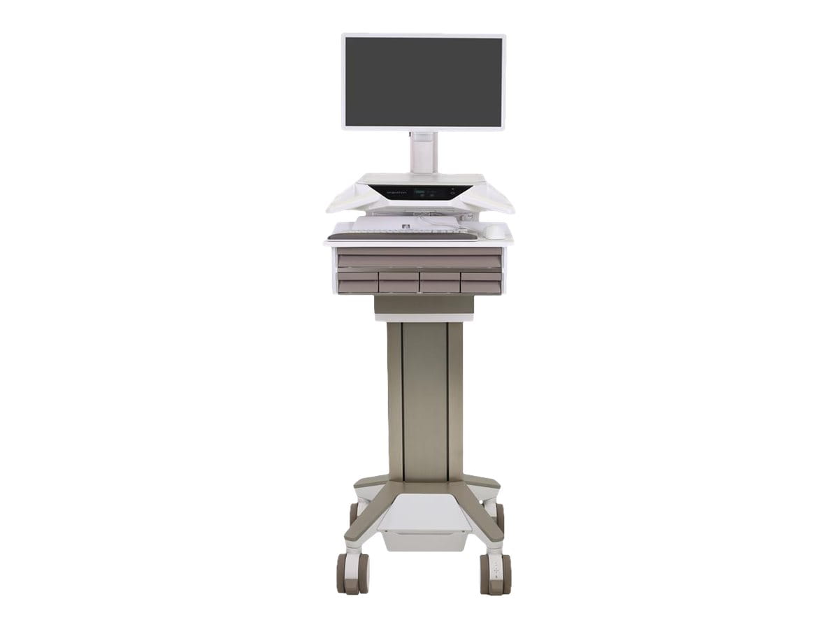 Ergotron CareFit Pro - Wagen - Electric Lift - für LCD-Display / PC-Ausrüstung - verriegelbar - medizinisch - weiß, Warm Gray - Bildschirmgröße: bis zu 68,6 cm (bis zu 27 Zoll)