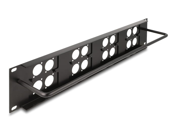Delock Patchpanel (Blindblech) - 4 D-Typ Platten 86 x 86 mm und 4 Anschlüsse - Rack montierbar - Schwarz - 2U - 48.3 cm (19")