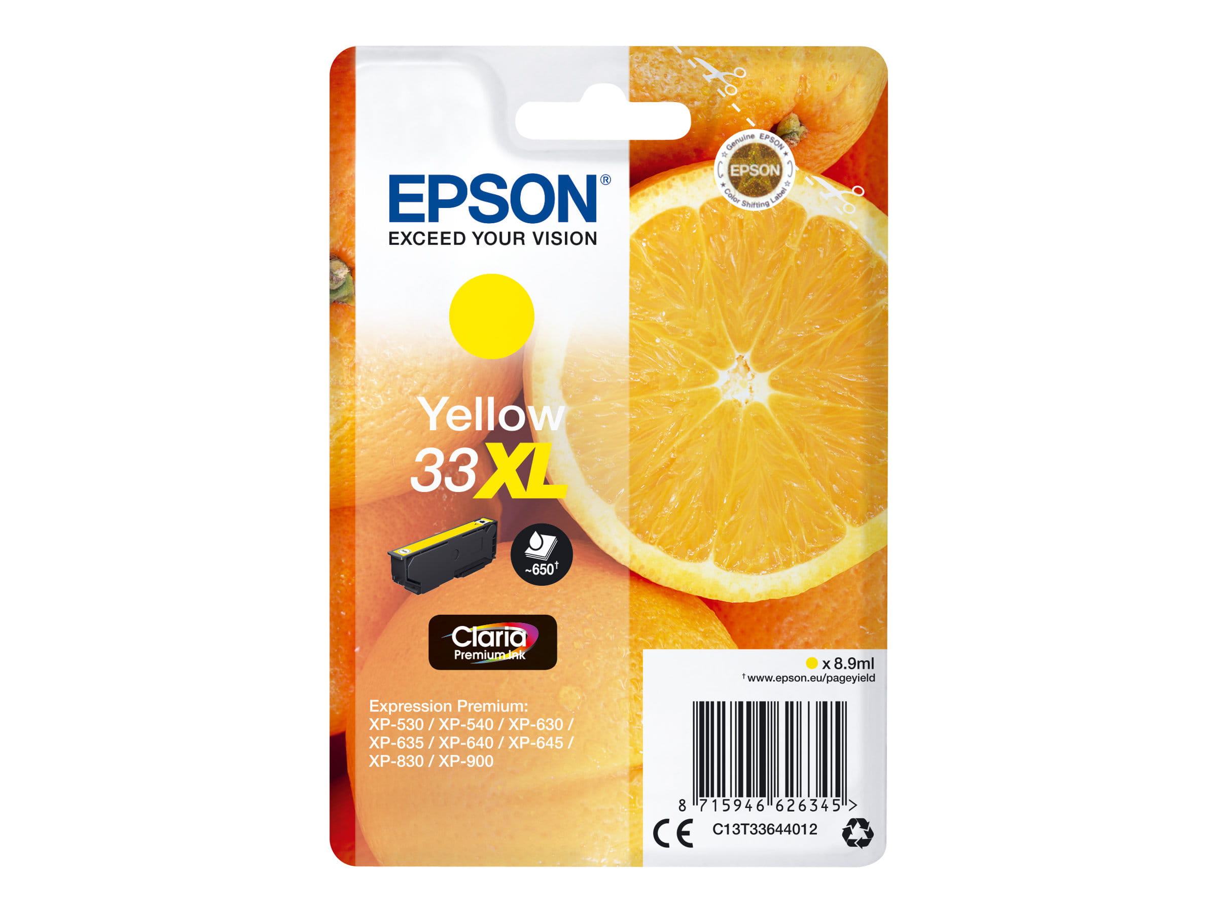 Epson 33XL - 8.9 ml - XL - Gelb - Original - Blister mit RF- / aktustischem Alarmsignal