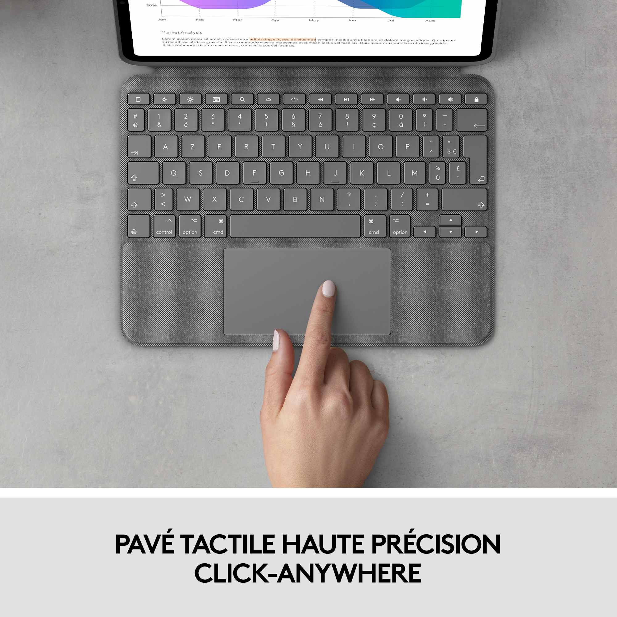 Logitech Combo Touch - Tastatur und Foliohülle - mit Trackpad - hintergrundbeleuchtet - Apple Smart connector - QWERTY - GB - Oxford Gray - für Apple 12.9-inch iPad Pro (5. Generation)