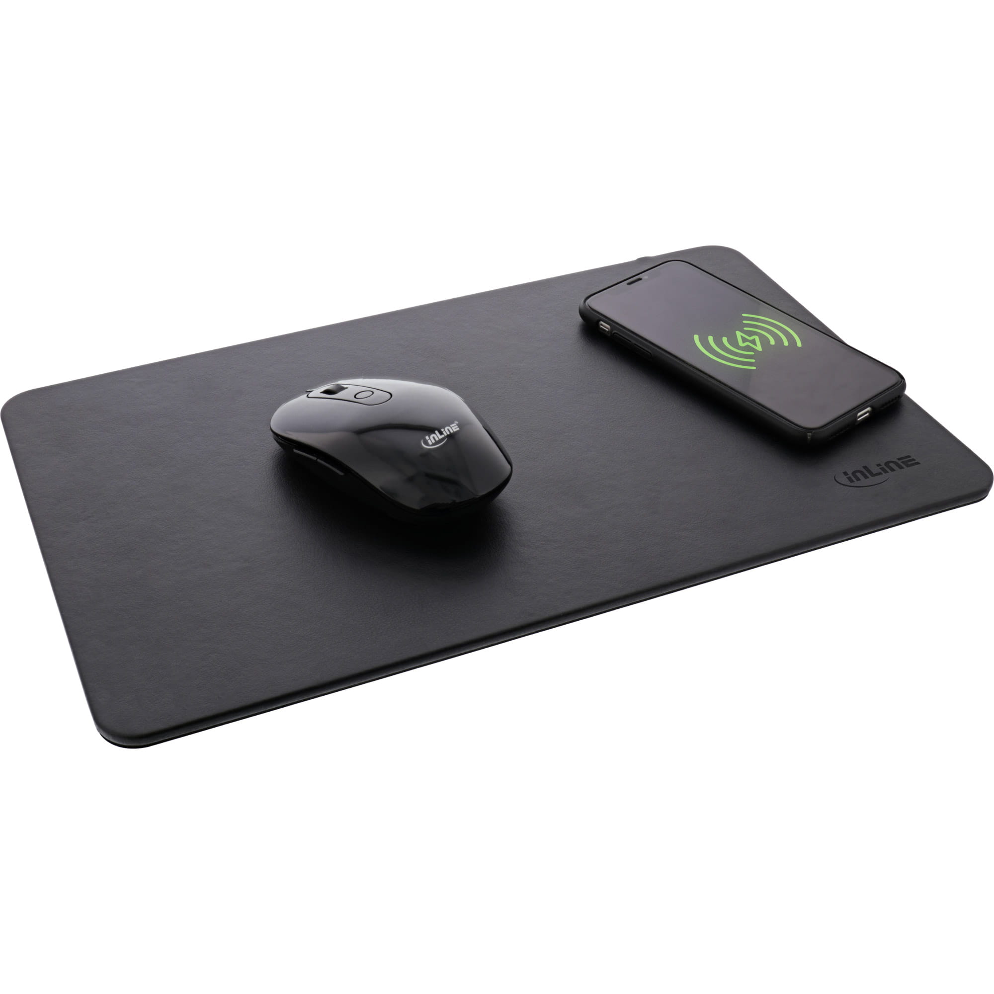 InLine Maus-Pad - Wireless Charging - 370x225x7mm - schwarz