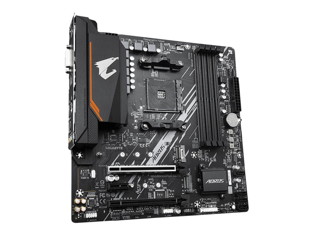Gigabyte B550M AORUS ELITE Mainboard – AMD Ryzen 5000 CPUs, 5+3 Phasen VRM, bis zu 4733 MHz DDR4, 1xPCIe 4.0 + 1xPCIe 3.0 M.2, 1GbE LAN, USB 3.2 Gen 1, AMD, Sockel AM4, AMD Ryzen 3000 Series, AMD Ryzen 4000 Series, AMD Ryzen 5000 Series, Sockel AM4, DD