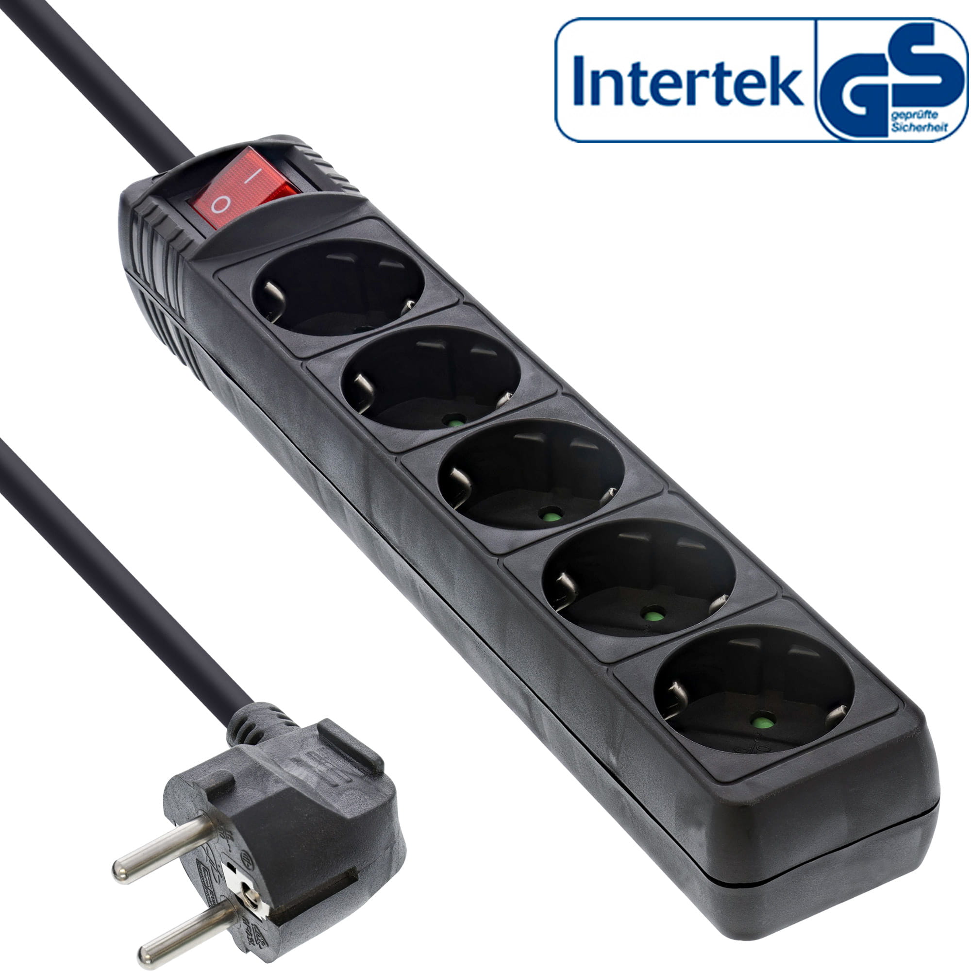 InLine Steckdosenleiste - 5-fach Schutzkontakt - schwarz - 1,5m