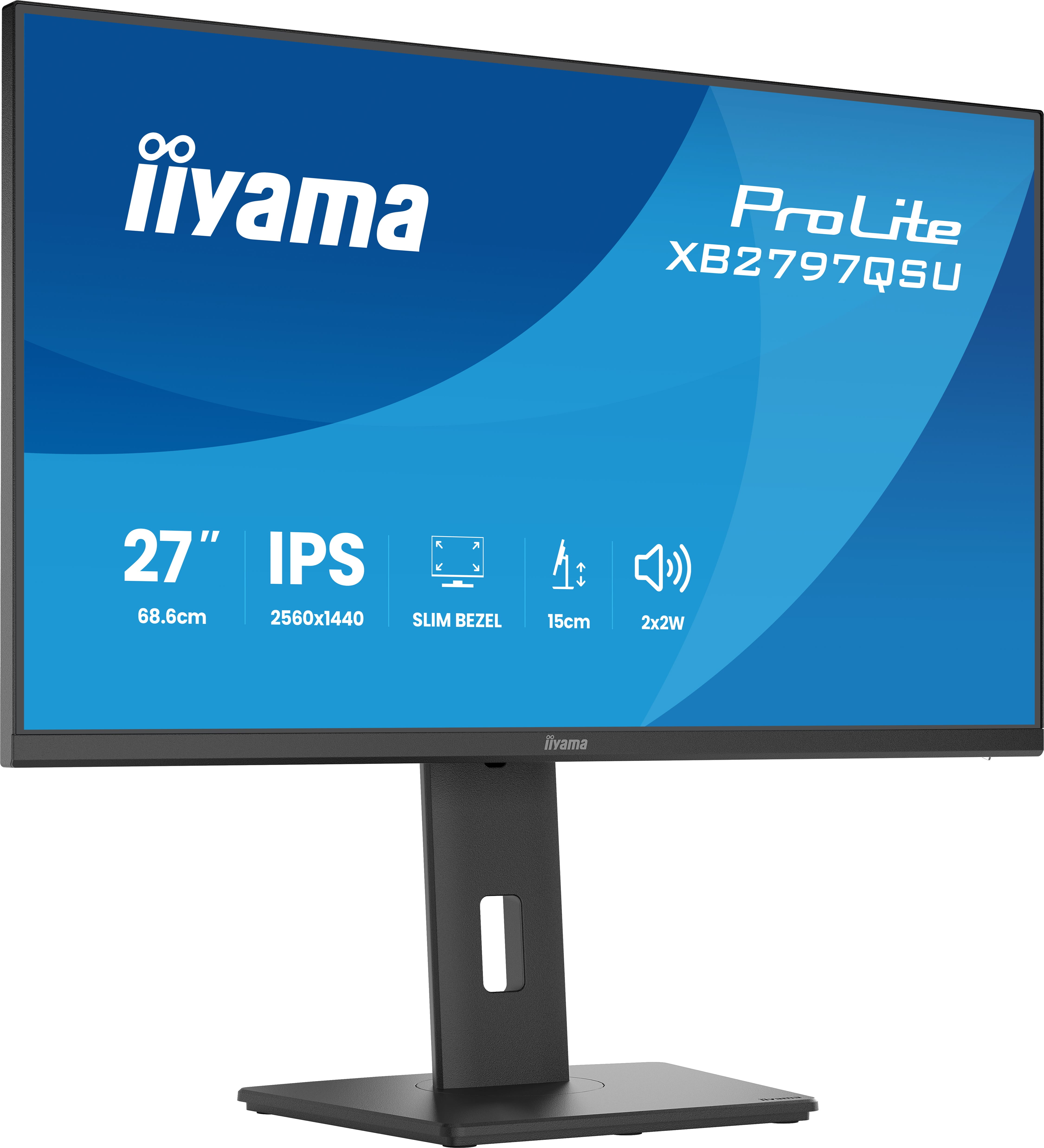 Iiyama ProLite XB2797QSU-B1, 68,6 cm (27"), 2560 x 1440 Pixel, Quad HD, LED, 1 ms, Schwarz