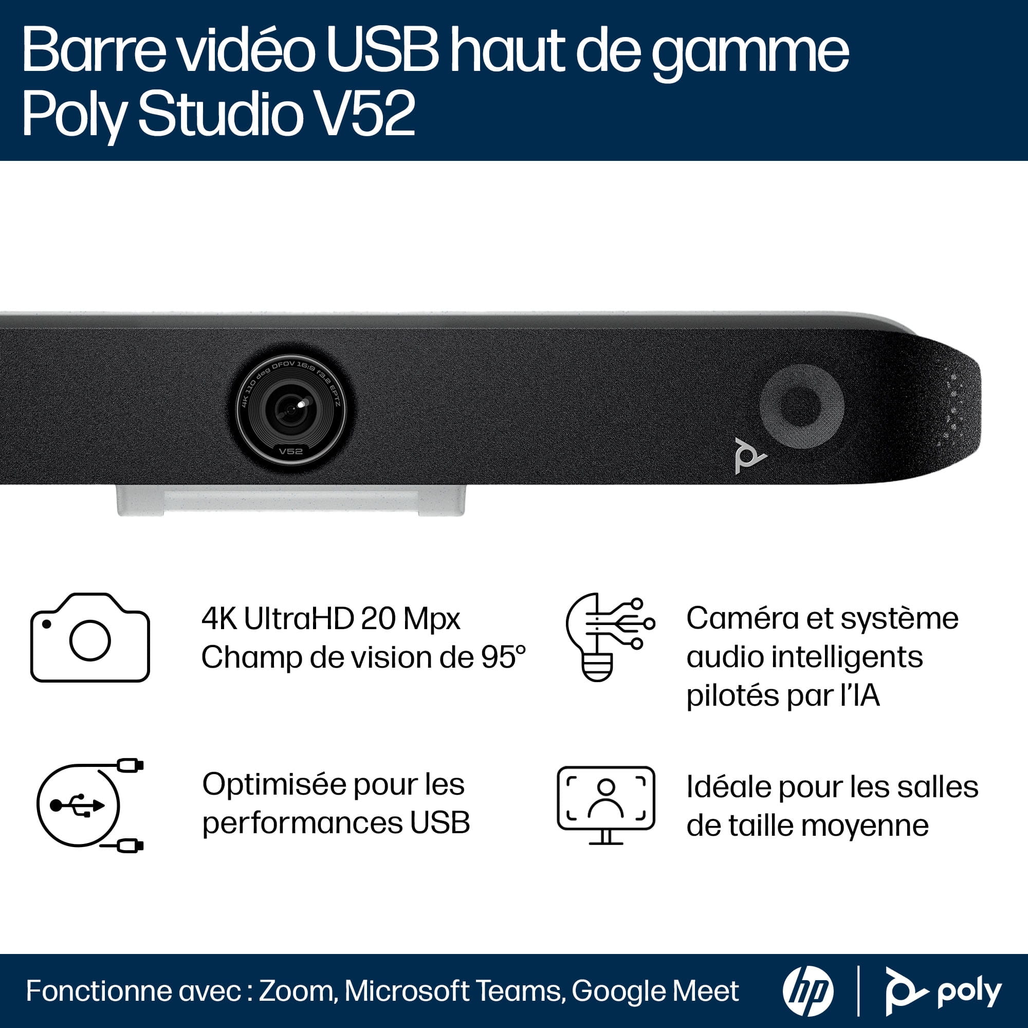 HP Poly Studio V52 No Radio or Power Cord - USB-Videoleiste