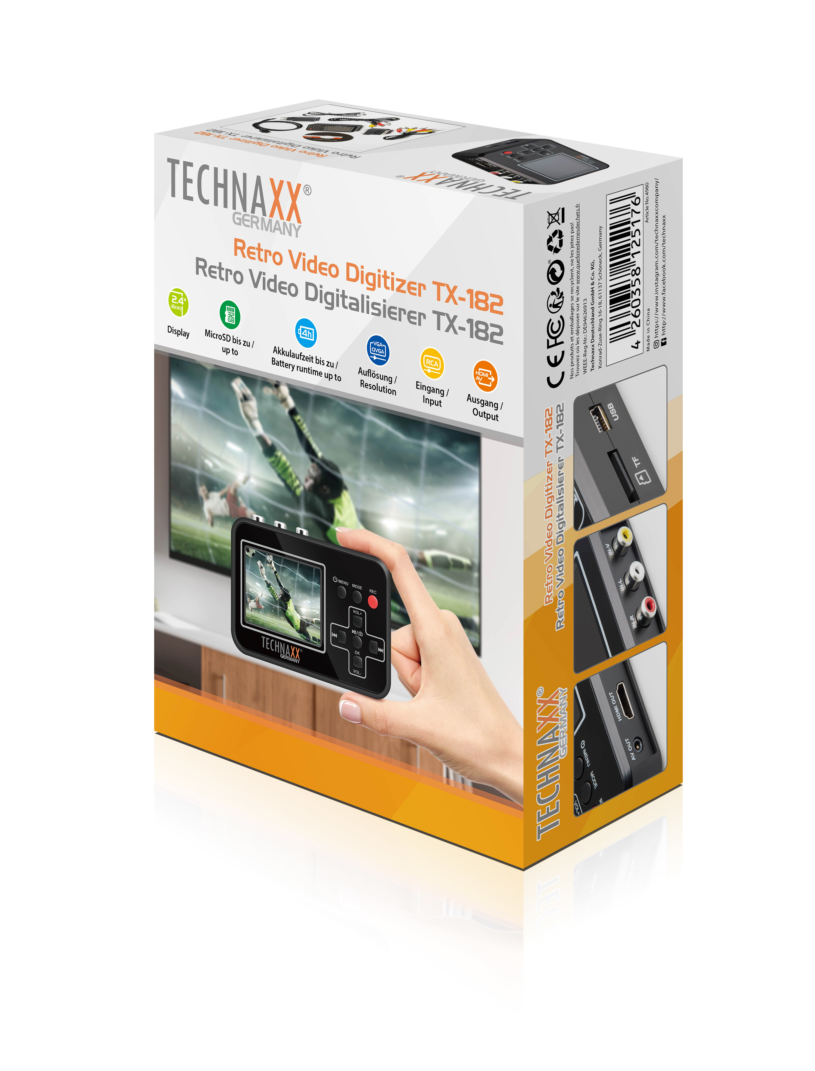 Technaxx 4980, Schwarz, AV1, MicroSD (TransFlash), 2.4”, Acrylnitril-Butadien-Styrol (ABS), 32 MB