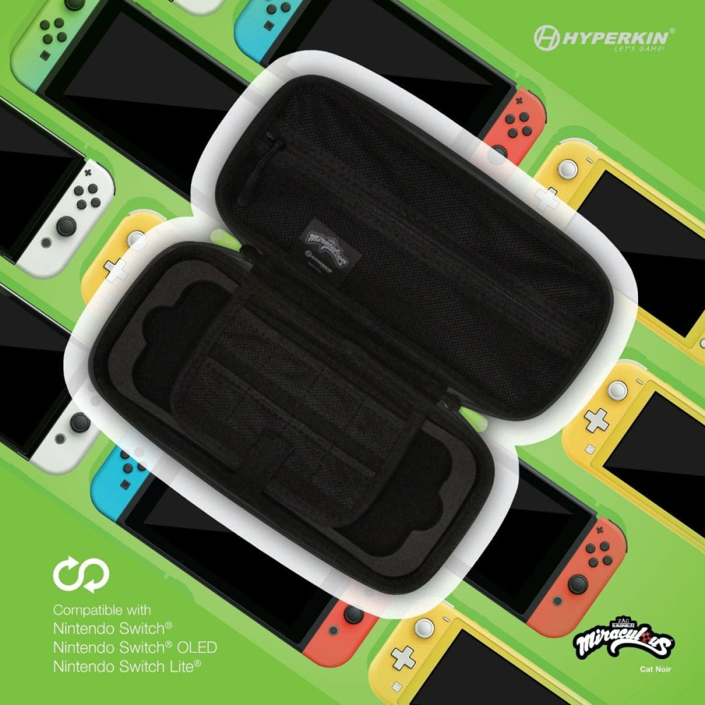 Hyperkin M07541-MTCN, Hartschalenkoffer, Grün, Mehrfarbig, Polyethylen-Vinylacetat (PEVA), Nintendo Switch Lite, Schockresistent, Wasserabweisend, Tragetasche