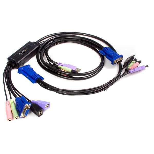 StarTech.com 2 Port VGA USB KVM Switch Kabel - Desktop Umschalter - 2048x1536 - 2xVGA /4x USB + 4x3,5mm Klinke (SV215MICUSBA)