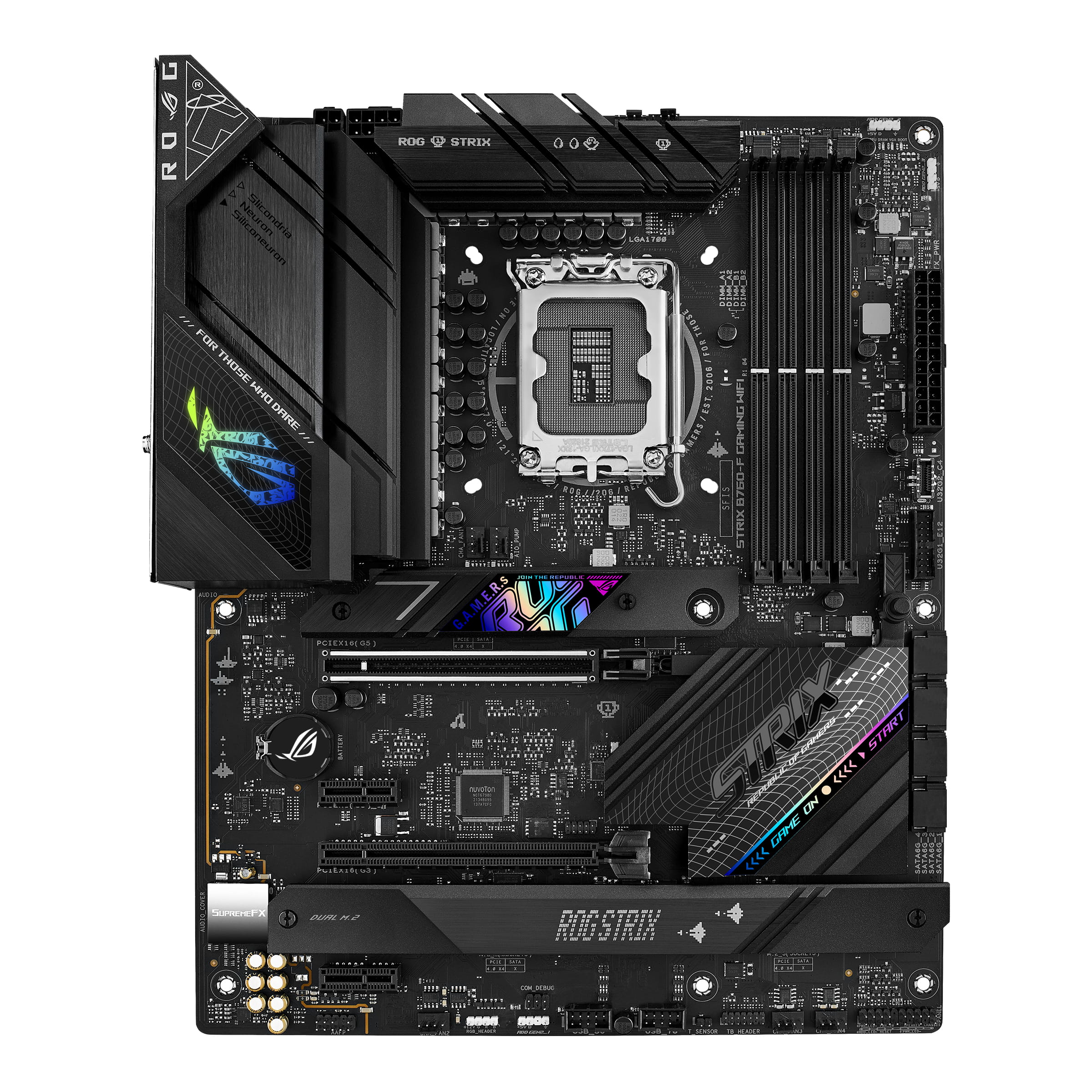 ASUS ROG STRIX B760-F GAMING WIFI - Motherboard - ATX - LGA1700-Sockel - B760 Chipsatz - USB-C 3.2 Gen 2x2, USB 3.2 Gen 2, USB 3.2 Gen 1, USB4 - 2.5 Gigabit LAN, Wi-Fi 6E, Bluetooth - Onboard-Grafik (CPU erforderlich)