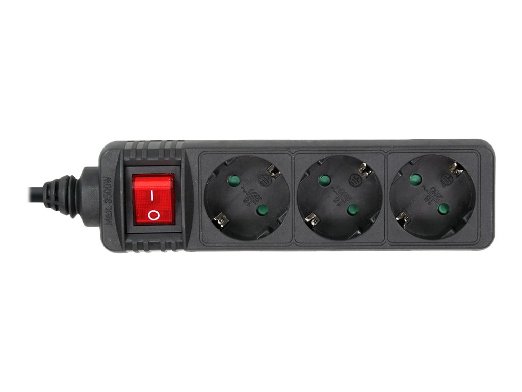 InLine Steckdosenleiste - 3-fach Schutzkontakt - mit Schalter - schwarz - 5m