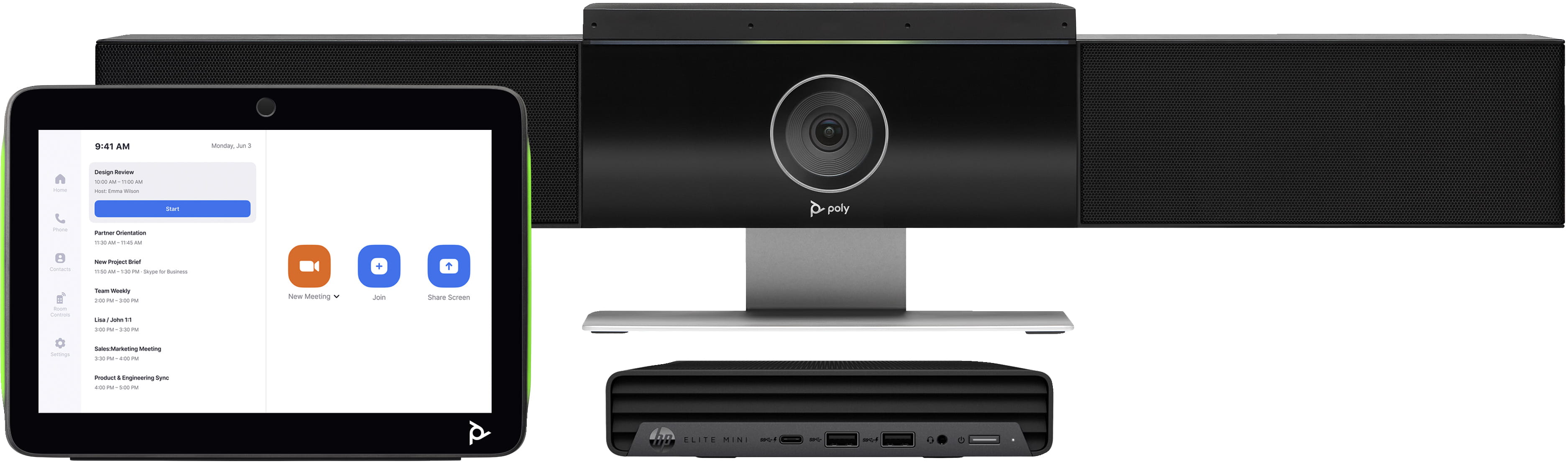 Poly Zoom Room - Base Kit - Kit für Videokonferenzen (HP Mini Conferencing PC, Poly TC10 Touchcontroller)
