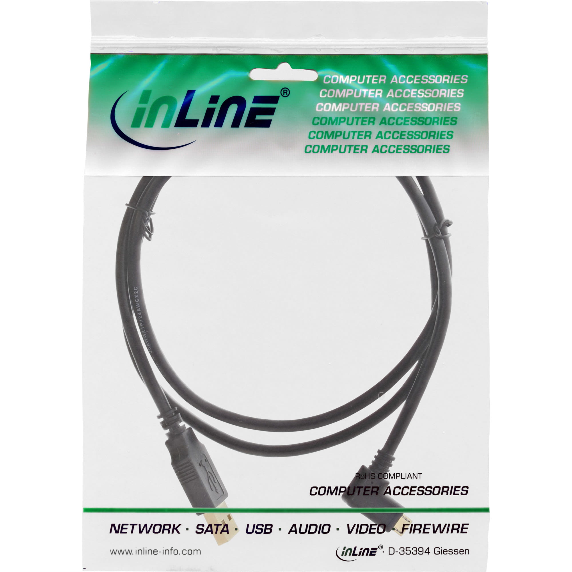 InLine Micro-USB 2.0 Kabel - USB-A ST/Micro-B ST gew. - vergoldete Kontakte - 2m