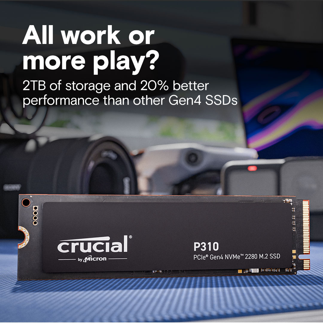 Crucial P310 - SSD - 1 TB - intern - M.2 2280 - PCIe 4.0 x4 (NVMe)