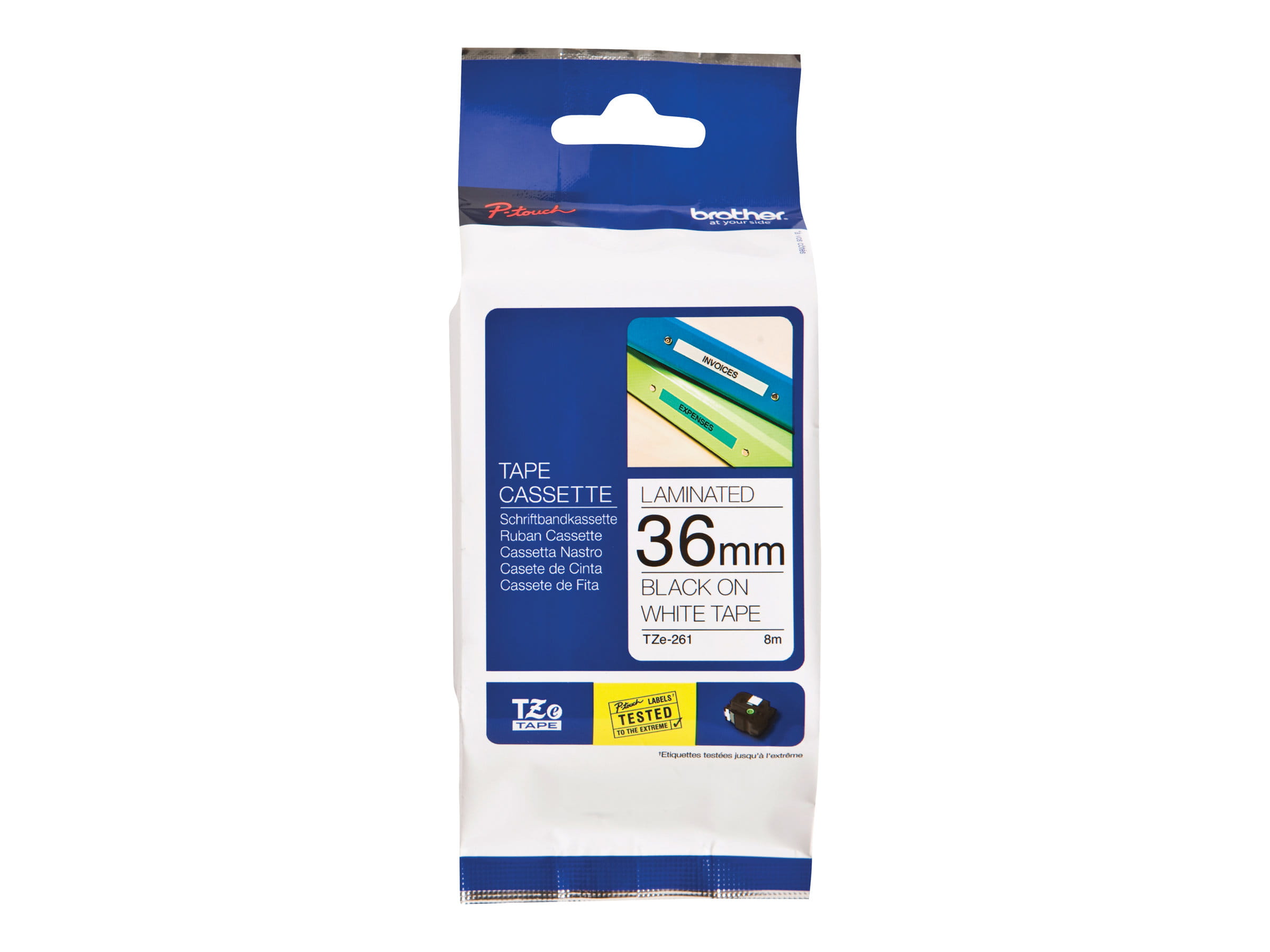 Brother TZe-261 - Standard-Klebstoff - Schwarz auf Weiß - Rolle (3,6 cm x 8 m)