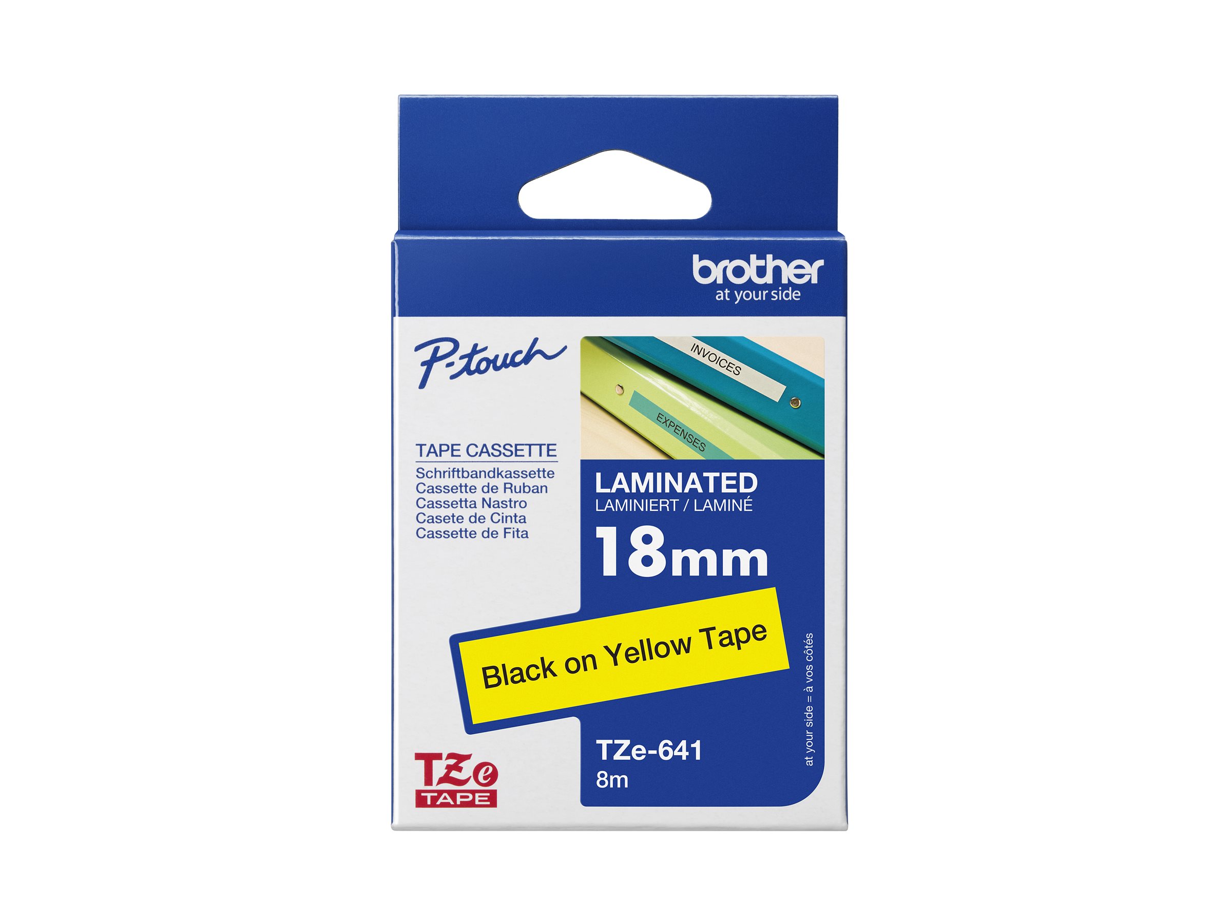 Brother TZe-641 - Standard-Klebstoff - Schwarz auf Gelb - Rolle (1,8 cm x 8 m)