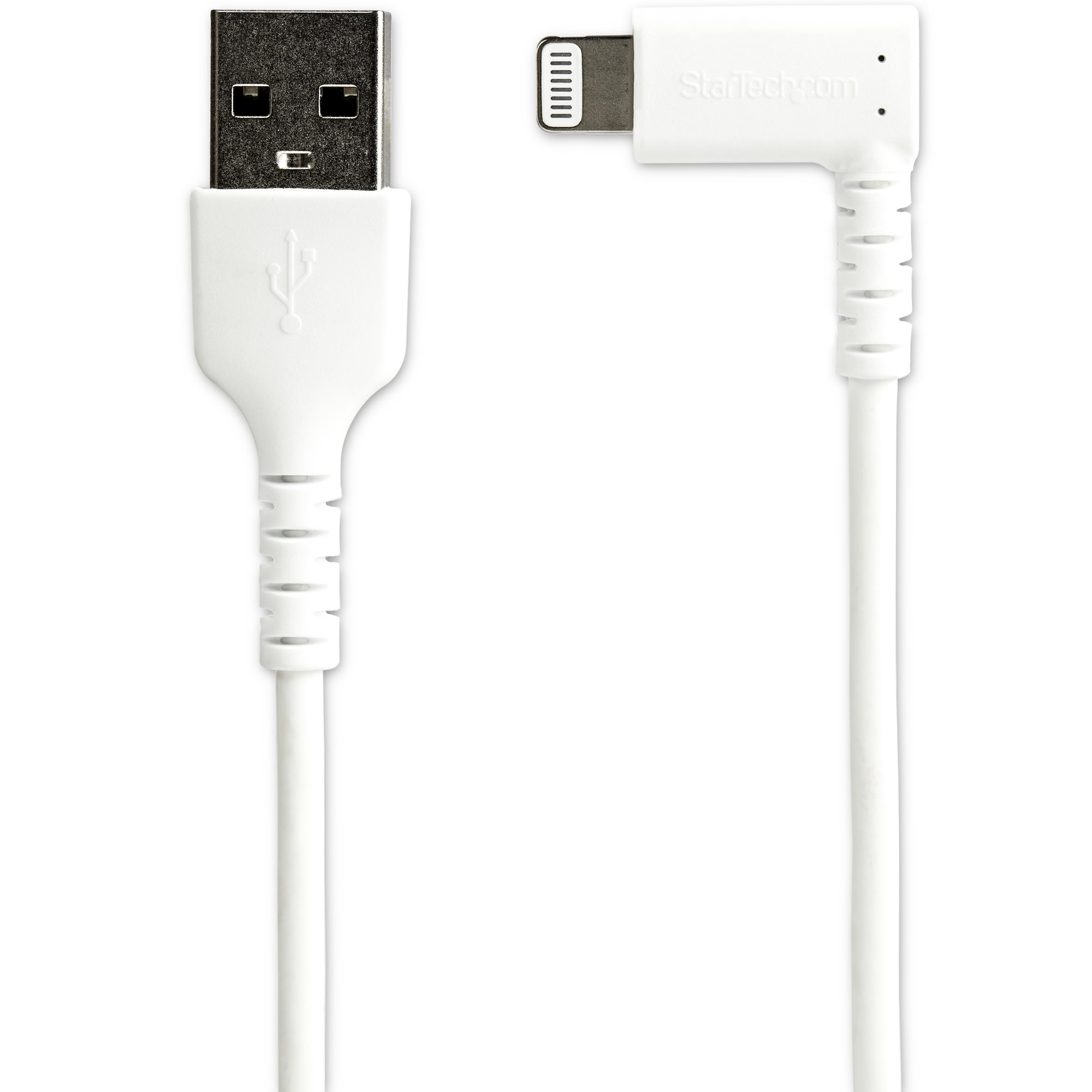 StarTech.com 1m USB-A auf Lightning-Kabel - 90° rechtwinkliges USB Typ-A auf Ladekabel - Synchronisationskabel - Apple MFi-zertifiziert iPad/iPhone 12 - Weiß (RUSBLTMM1MWR)