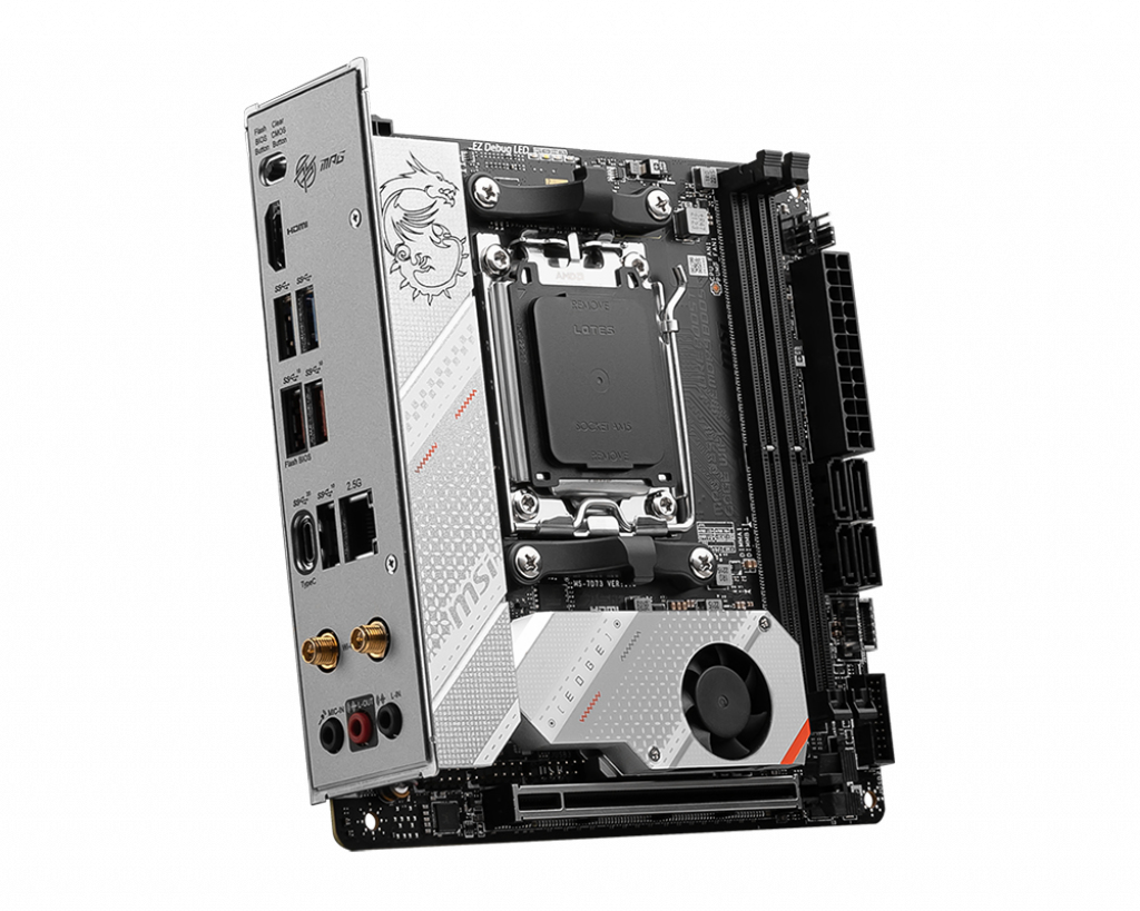 MSI MPG B650I EDGE WIFI - Motherboard - Mini-ITX - Socket AM5 - AMD B650 Chipsatz - USB 3.2 Gen 2, USB-C 3.2 Gen2, USB 3.2 Gen 1, USB-C 3.2 Gen 2x2 - 2.5 Gigabit LAN, Wi-Fi 6, Bluetooth - Onboard-Grafik (CPU erforderlich)