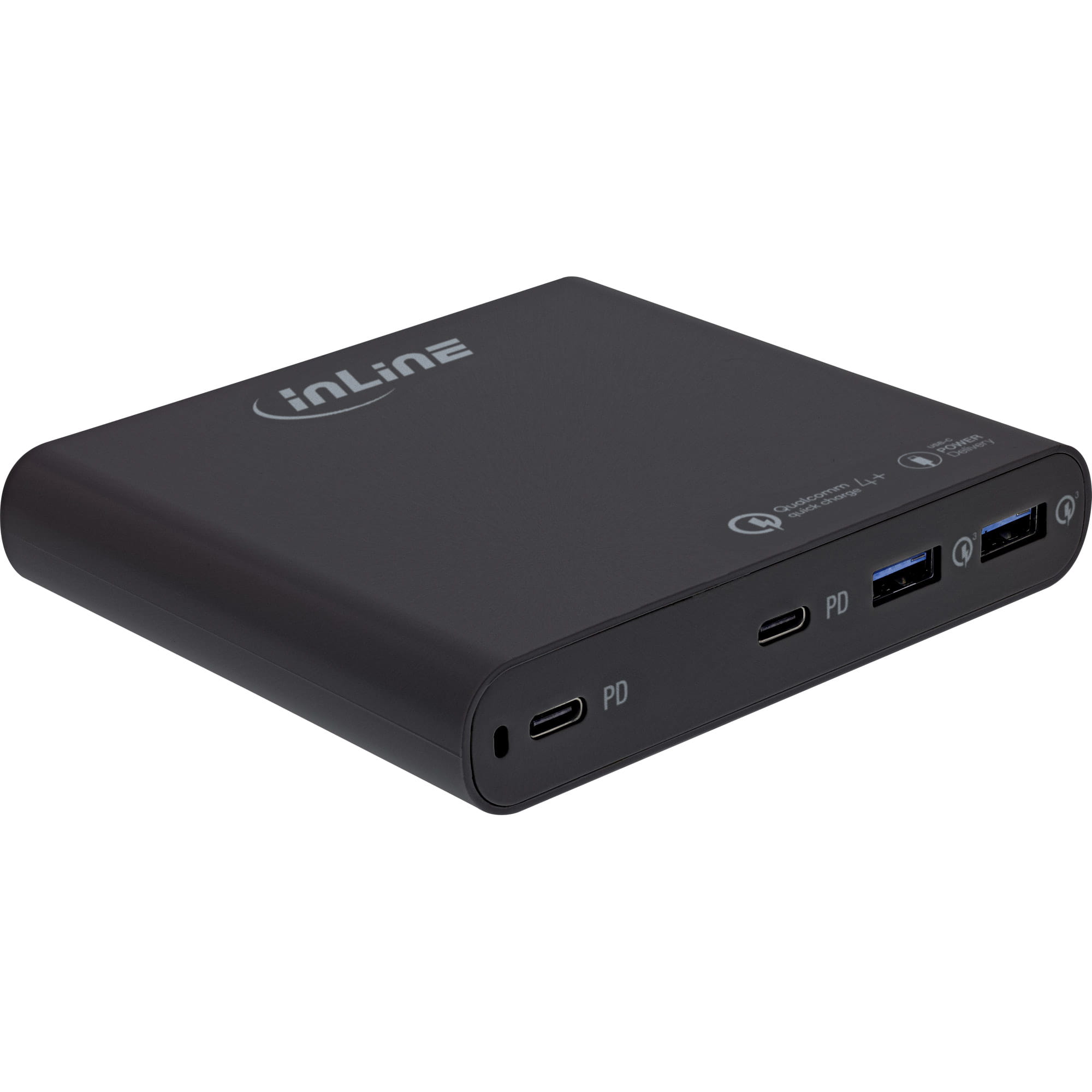 InLine USB Netzteil - GaN Ladegerät - 4-Port - 2x USB-C + 2x USB-A - 120W - schwarz