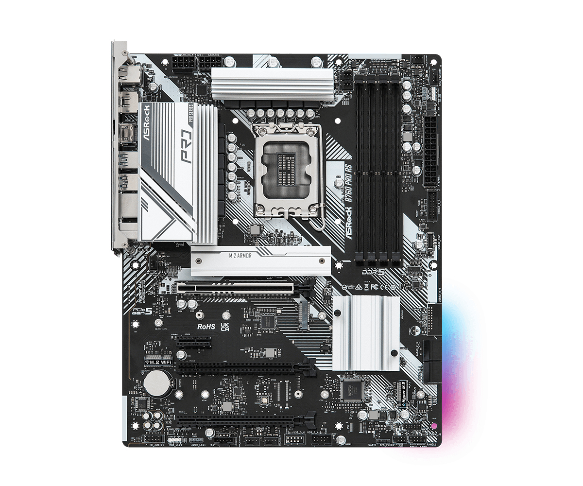 ASRock B760 PRO RS - Motherboard - ATX - LGA1700-Sockel - B760 Chipsatz - USB-C 3.2 Gen2, USB 3.2 Gen 2, USB 3.2 Gen 1 - 2.5 Gigabit LAN - Onboard-Grafik (CPU erforderlich)