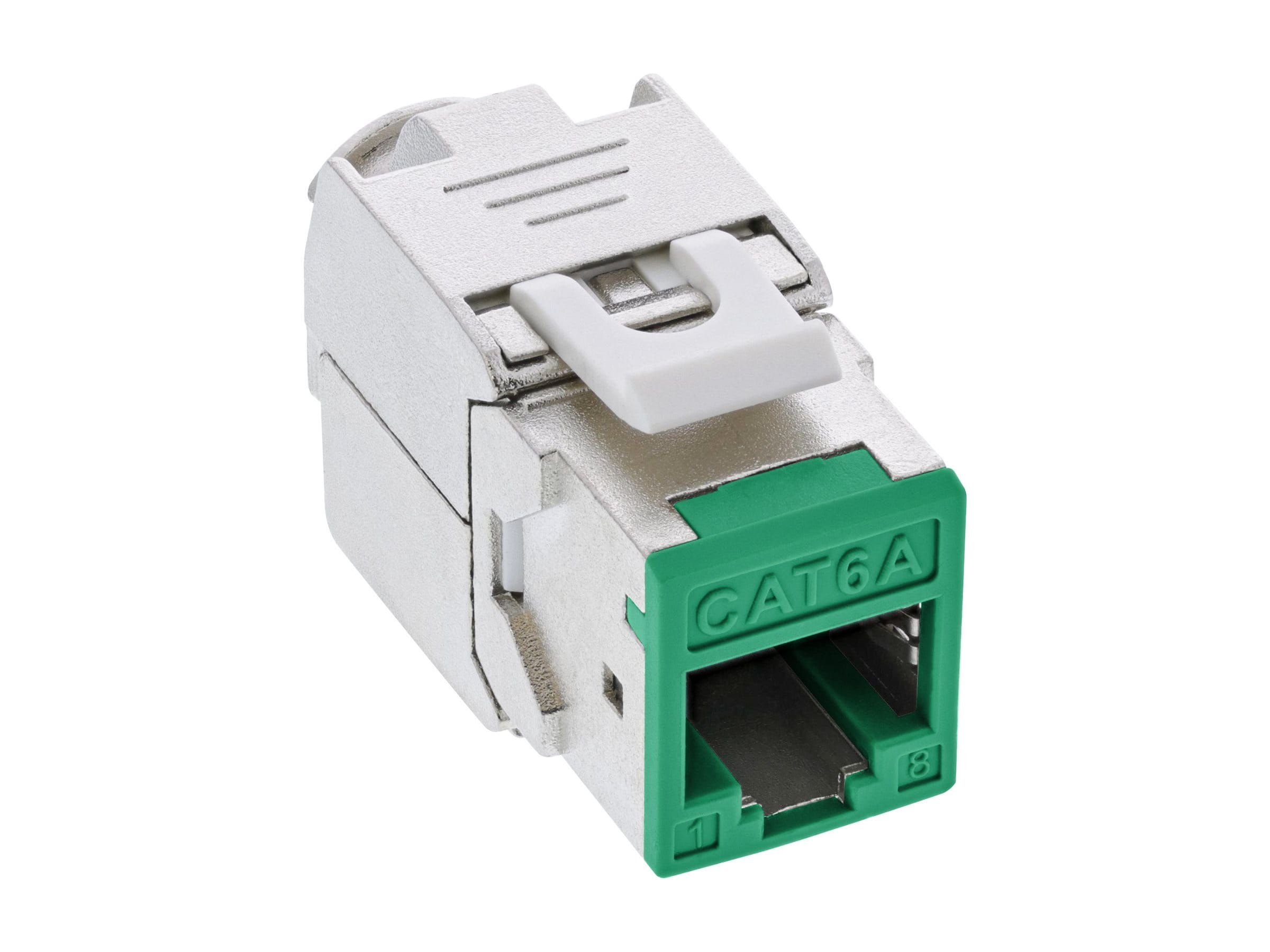 InLine Keystone RJ45 Buchse - geschirmt - Cat.6A - grün 8er Pack