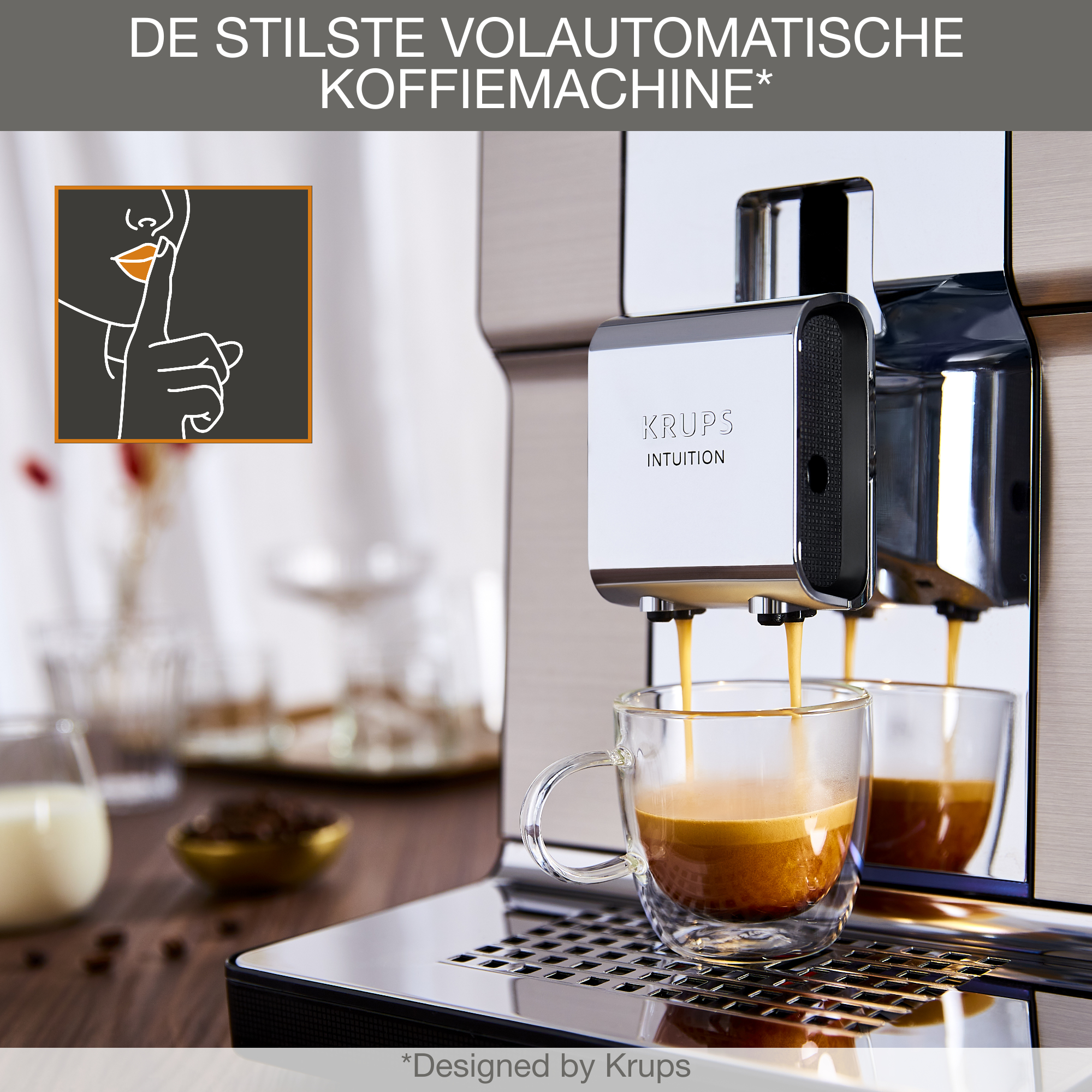 Krups Intuition Experience+ EA877D10, Espressomaschine, 3 l, Kaffeebohnen, Eingebautes Mahlwerk, 1550 W, Schwarz, Gebürsteter Stahl