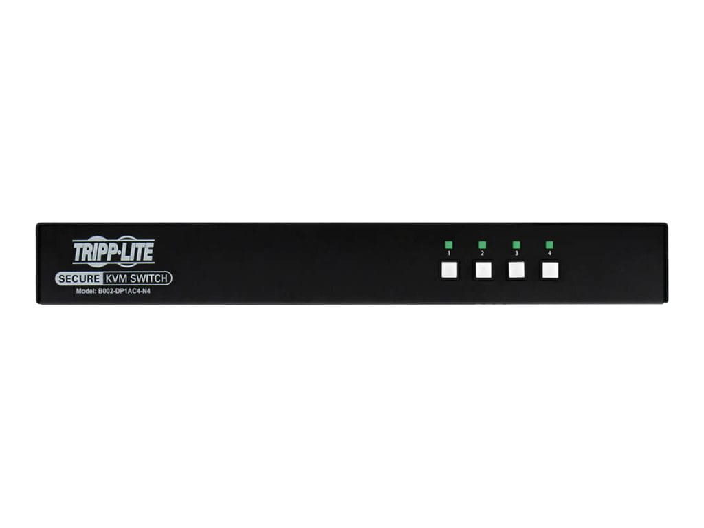Tripp Secure KVM Switch, 4-Port, Single Head, DisplayPort to DisplayPort, 4K, NIAP PP4.0, Audio, CAC, TAA