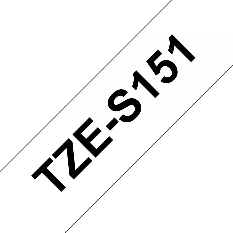 Brother TZe-S151 - Extra starker Klebstoff - schwarz auf durchsichtig - Rolle (2,4 cm x 8 m)