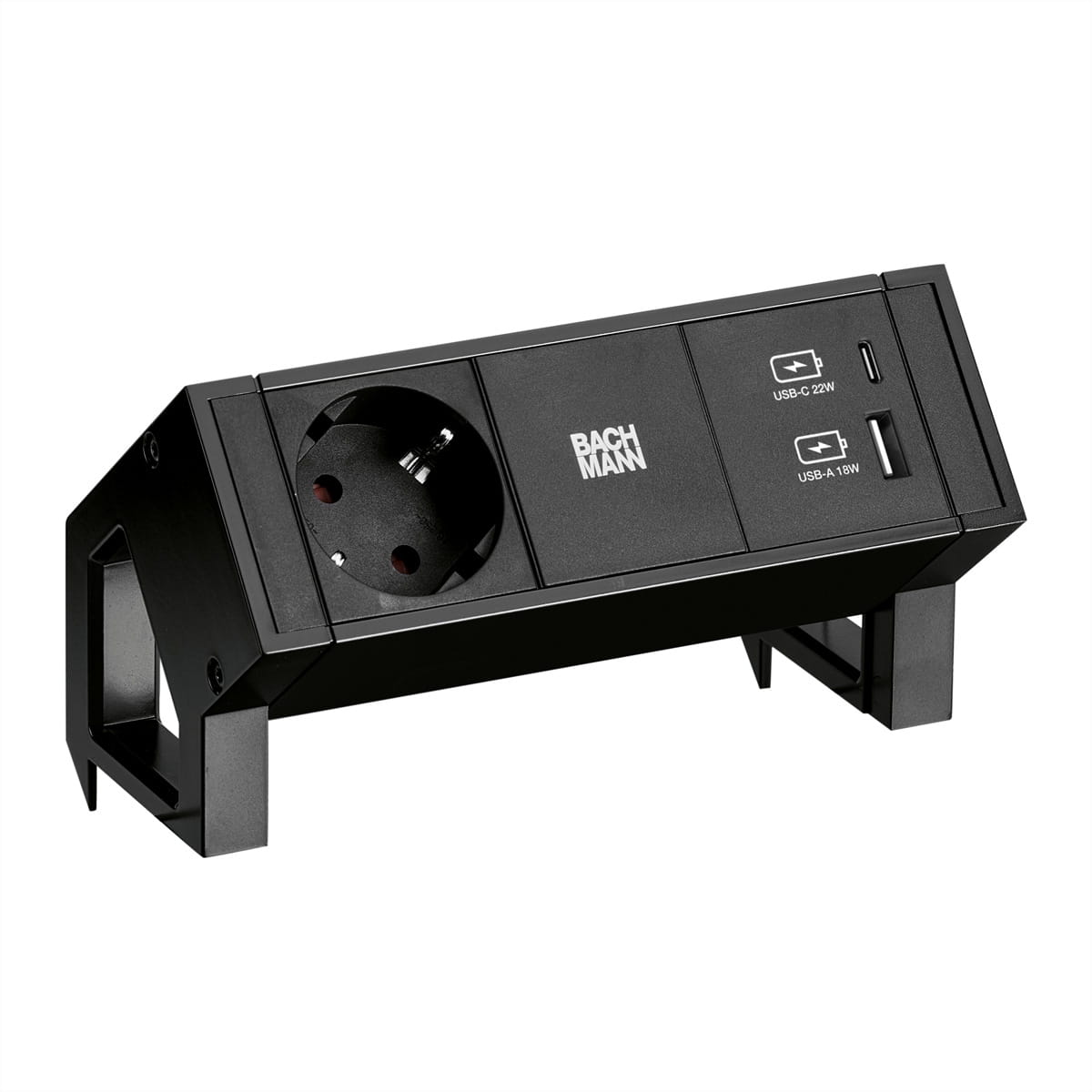 Bachmann DESK2 1x CEE7/3 USB A/C Charger Black