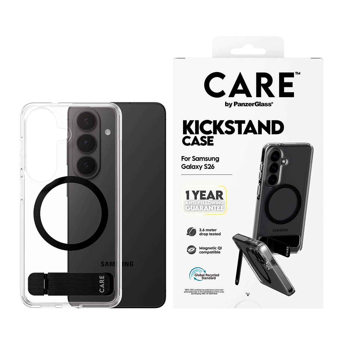 PanzerGlass CARE by PanzerGlass Urban Explorer - Hintere Abdeckung für Mobiltelefon - mit Standfuß, Qi-kompatibel - Thermoplastisches Polyurethan (TPU)