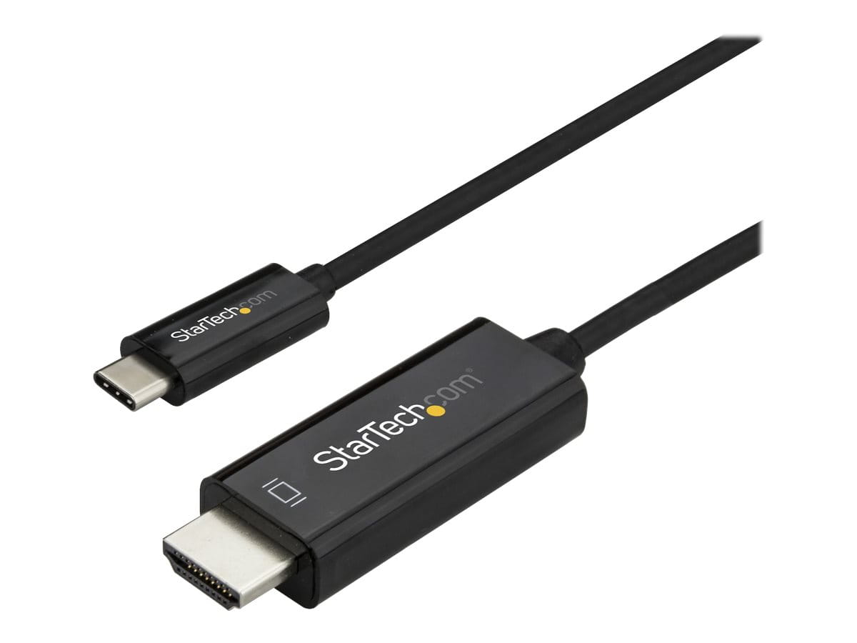StarTech.com 6ft (2m) USB C to HDMI Cable, 4K 60Hz USB Type C to HDMI 2.0 Video Adapter Cable, Thunderbolt 3 Compatible, Laptop to HDMI Monitor/Display, DP 1.2 Alt Mode HBR2 Cable, Black - 4K USB-C Video Cable (CDP2HD2MBNL)