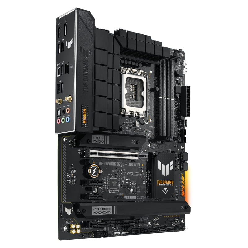 ASUS TUF GAMING B760-PLUS WIFI - Motherboard - ATX - LGA1700-Sockel - B760 Chipsatz - USB-C 3.2 Gen 2x2, USB 3.2 Gen 2, USB 3.2 Gen 1, USB-C 3.2 Gen2 - 2.5 Gigabit LAN, Wi-Fi 6, Bluetooth - Onboard-Grafik (CPU erforderlich)