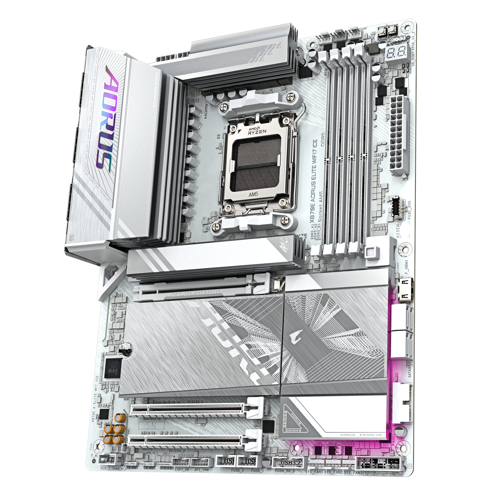 Gigabyte AORUS X870E ELITE WIFI7 ICE - Motherboard - ATX - Socket AM5 - AMD X870E Chipsatz - USB4, USB-C 3.2 Gen 2x2, USB 3.2 Gen 1, USB 3.2 Gen 2 - 2.5 Gigabit LAN, Bluetooth, Wi-Fi 7 - Onboard-Grafik (CPU erforderlich)