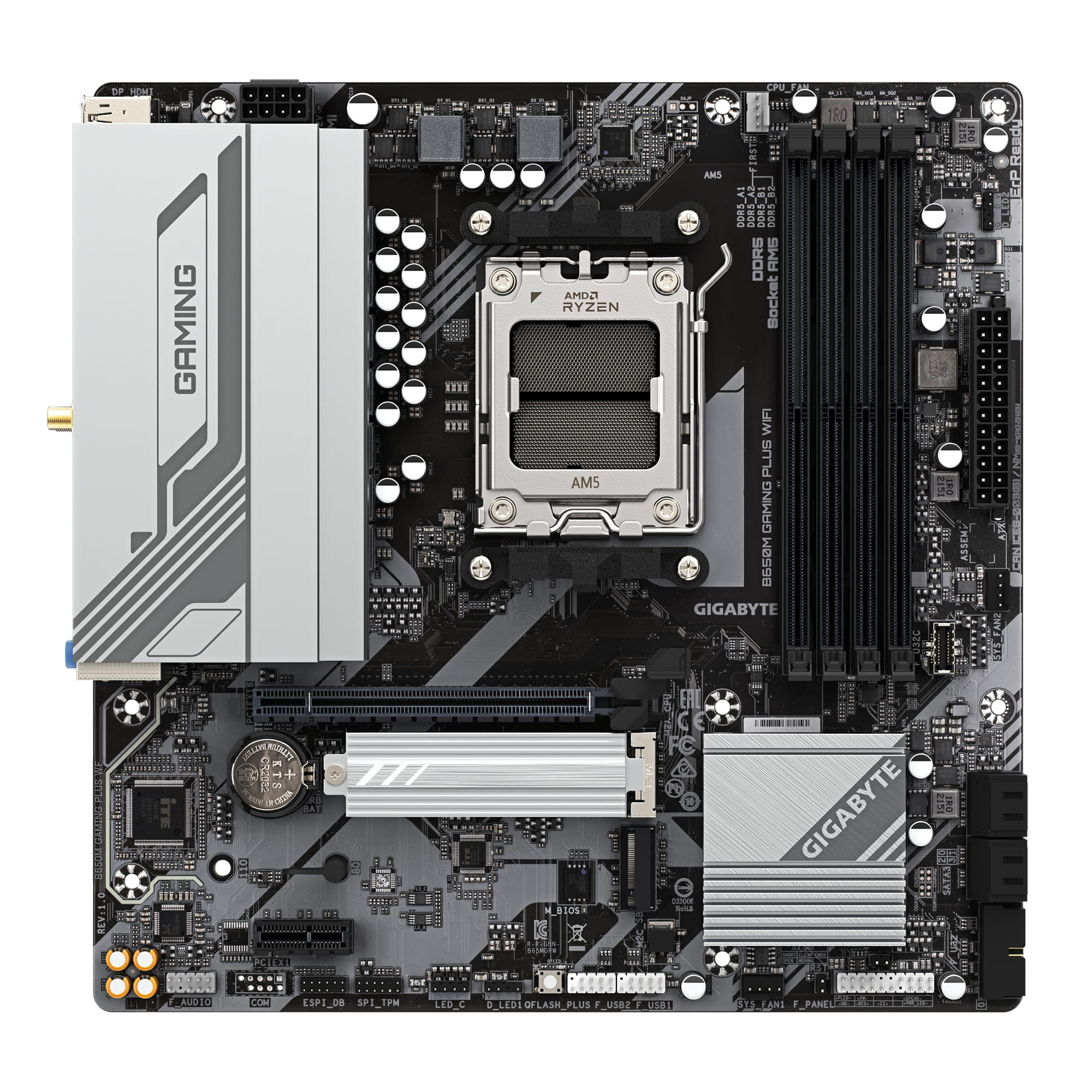 Gigabyte B650M GAMING PLUS WIFI - 1.X - Motherboard - micro ATX - Socket AM5 - AMD B650 Chipsatz - USB 3.2 Gen 1, USB-C 3.2 Gen 1 - 2.5 Gigabit LAN, Bluetooth, Wi-Fi 6E - Onboard-Grafik (CPU erforderlich)
