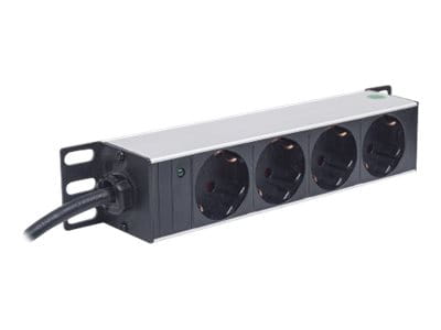 Intellinet 10" 1U Rackmount 4-Way Power Strip - German Type", With Power Indicator, No Surge Protection, 1.8m Power Cord - Steckdosenleiste (Rack - einbaufähig)