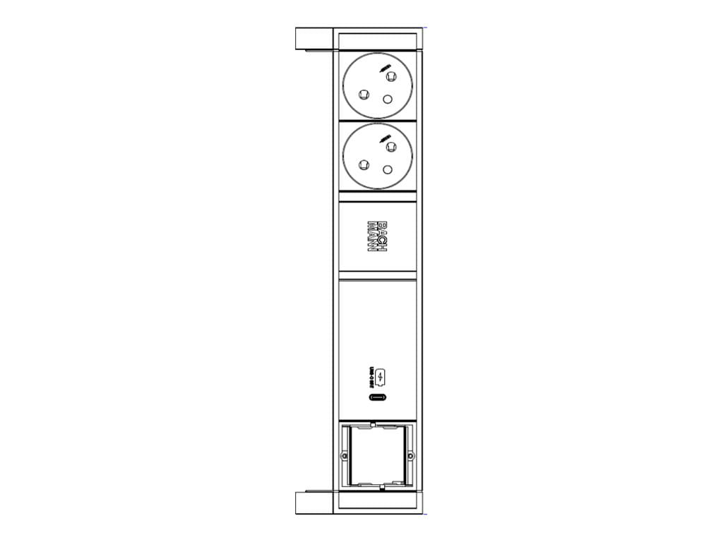 Bachmann DESK 2 - Steckdosenleiste - included mounting bracket - Wechselstrom 250 V - 3680 Watt - Eingabe, Eingang GST18 - Ausgangsanschlüsse: 2 (24 pin USB-C, 2 x CEE 7/5)