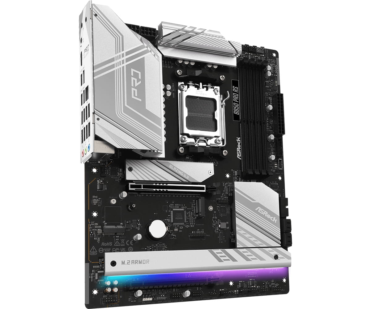ASRock B850 Pro RS - Motherboard - ATX - Socket AM5 - AMD B850 Chipsatz - USB-C 3.2 Gen 2x2, USB-C 3.2 Gen 1, USB 3.2 Gen 1, USB-C 3.2 Gen2 - 2.5 Gigabit LAN - Onboard-Grafik (CPU erforderlich)
