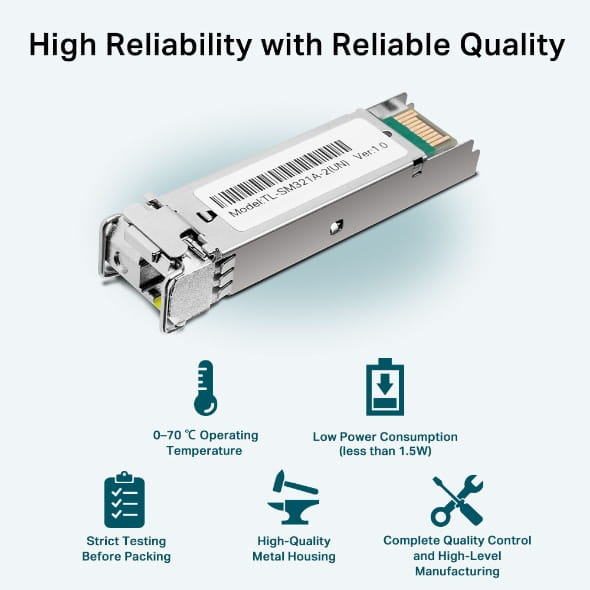 TP-LINK 1000Base-BX WDM Bidirektionales SFP-Modul, Faseroptik, 1250 Mbit/s, SFP, LC (UPC), 9/125 µm, BX