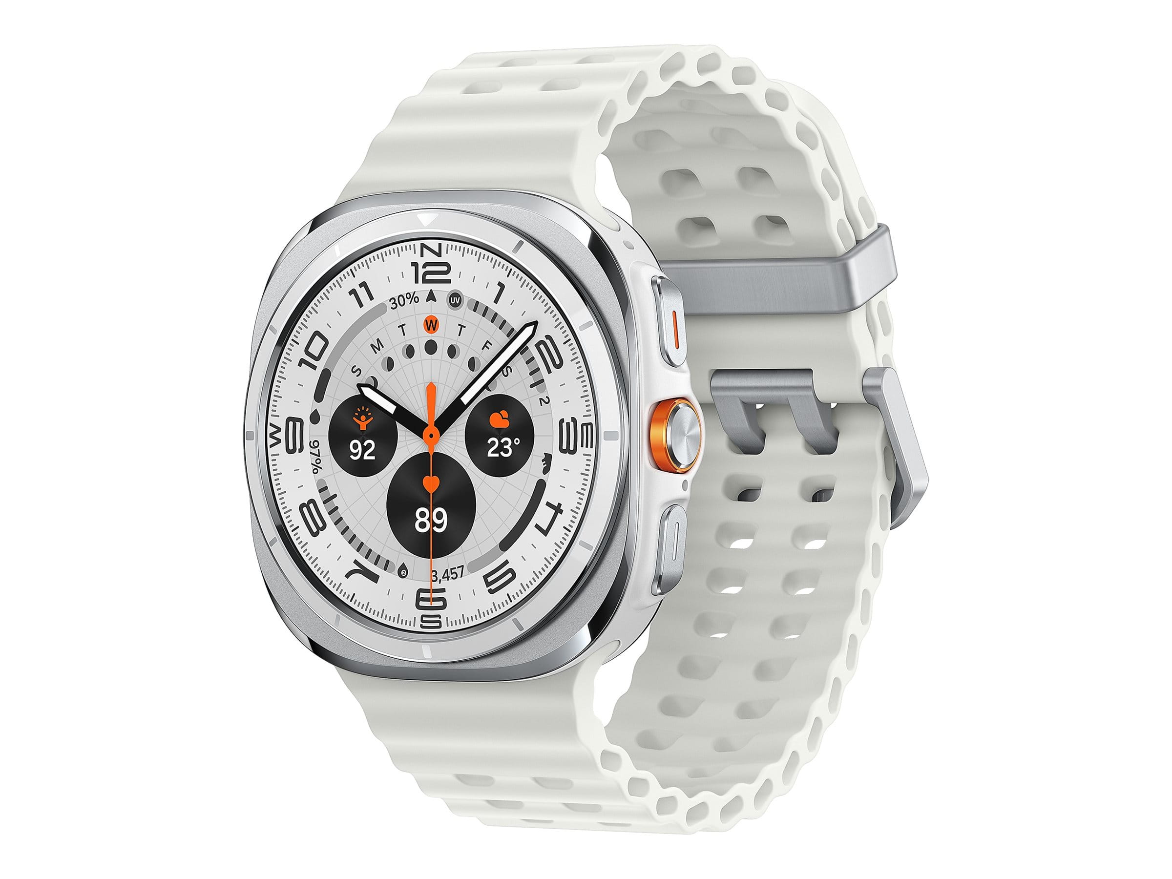 Samsung Galaxy Watch Ultra - 47 mm - Titanweiß - intelligente Uhr mit Marineband - Gummi - weiß - Bandgröße: S/M/L - Anzeige 3.73 cm (1.5")
