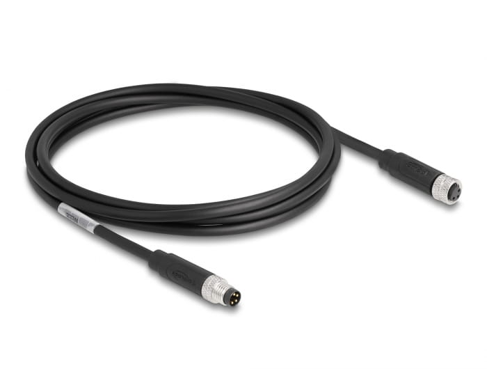 Delock Patch-Kabel - 4-poliger M8 (M) zu 4-poliger M8 (W)