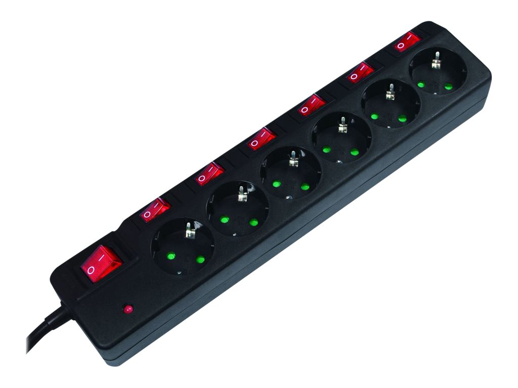 LogiLink Steckdosenleiste - Wechselstrom 250 V - 3680 Watt - Ausgangsanschlüsse: 6 (power CEE 7/3)