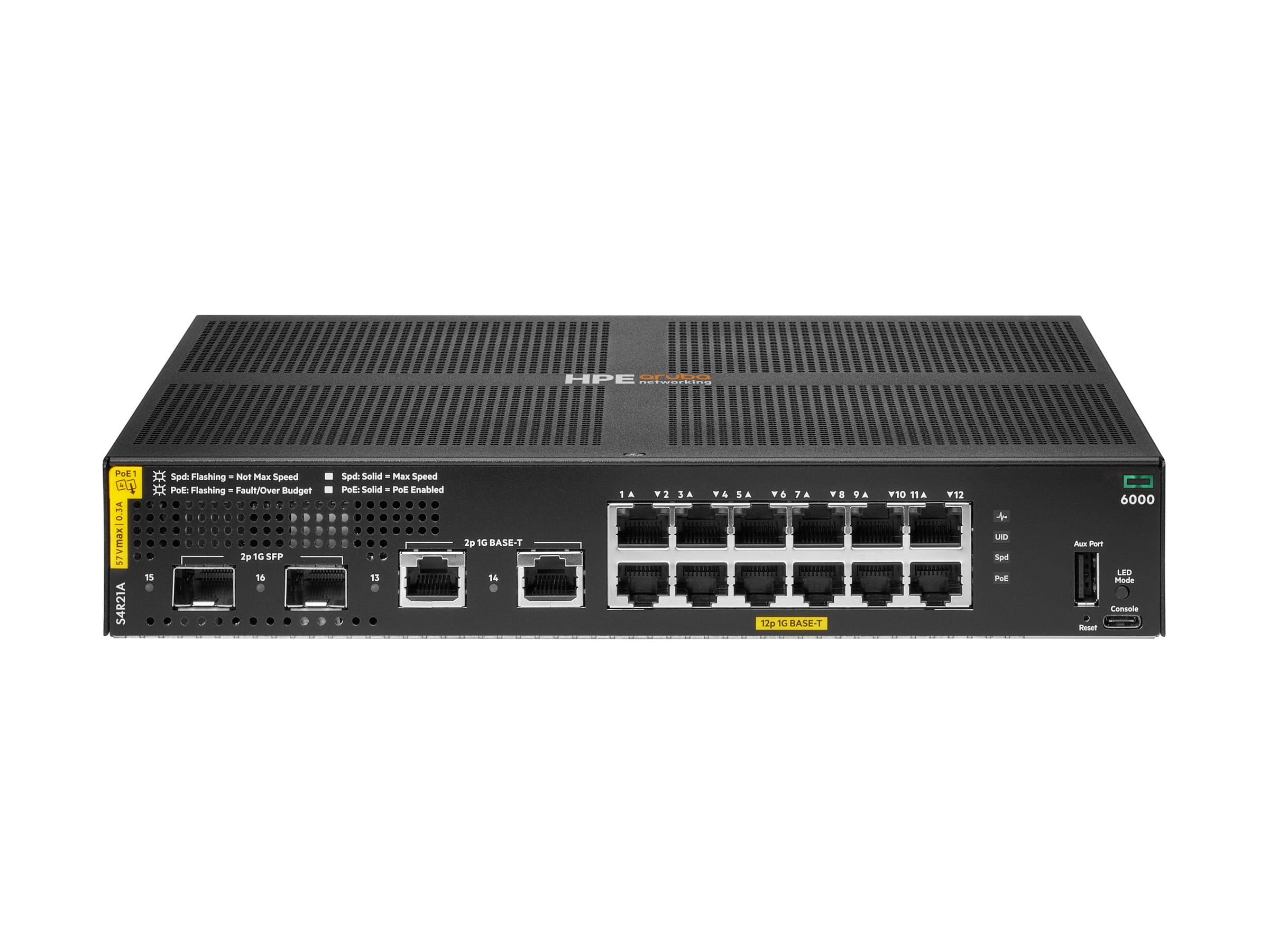 HPE Aruba Networking CX A6000 12p 10M/100M/1G Class4 PoE 2p SFP 1G 139W - Switch - managed - 12 x 10/100/1000 (PoE+)