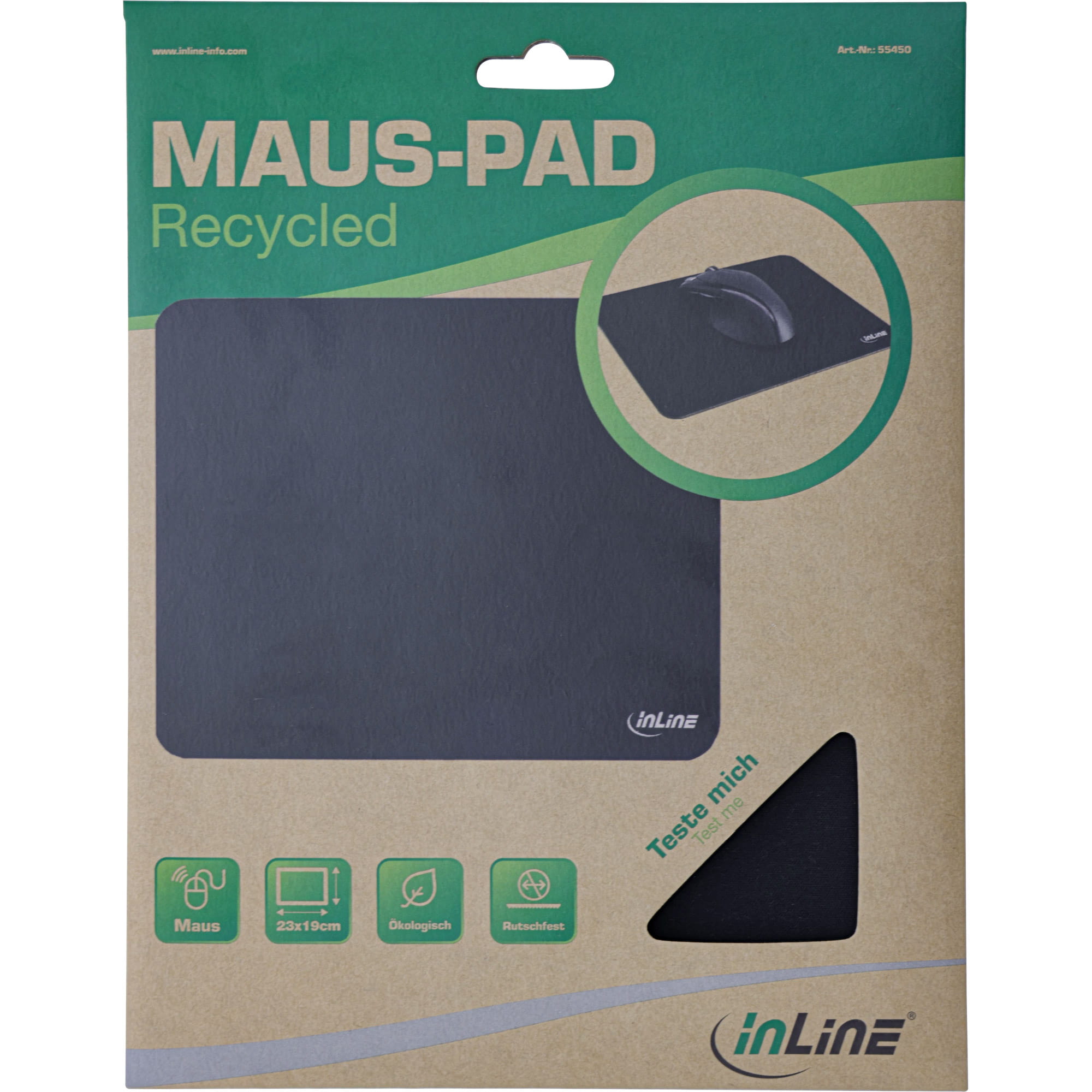 InLine Maus-Pad Recycled - 230x190x2,5mm - schwarz