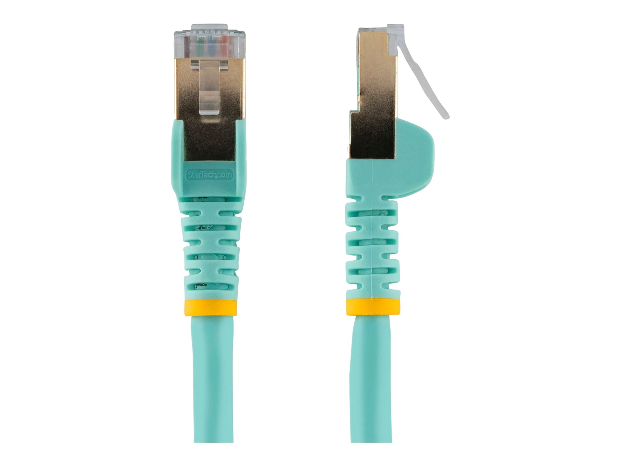StarTech.com 10m CAT6A Ethernet Cable, 10 Gigabit Shielded Snagless RJ45 100W PoE Patch Cord, CAT 6A 10GbE STP Network Cable w/Strain Relief, Aqua, UL Certified Wiring/TIA - Category 6A - 26AWG (6ASPAT10MAQ)