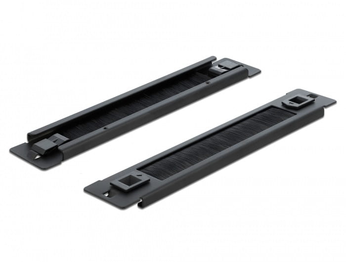 Delock Kabelabdeckung mit Bürsten - Rack montierbar - Schwarz - 1U - 25.4 cm (10")