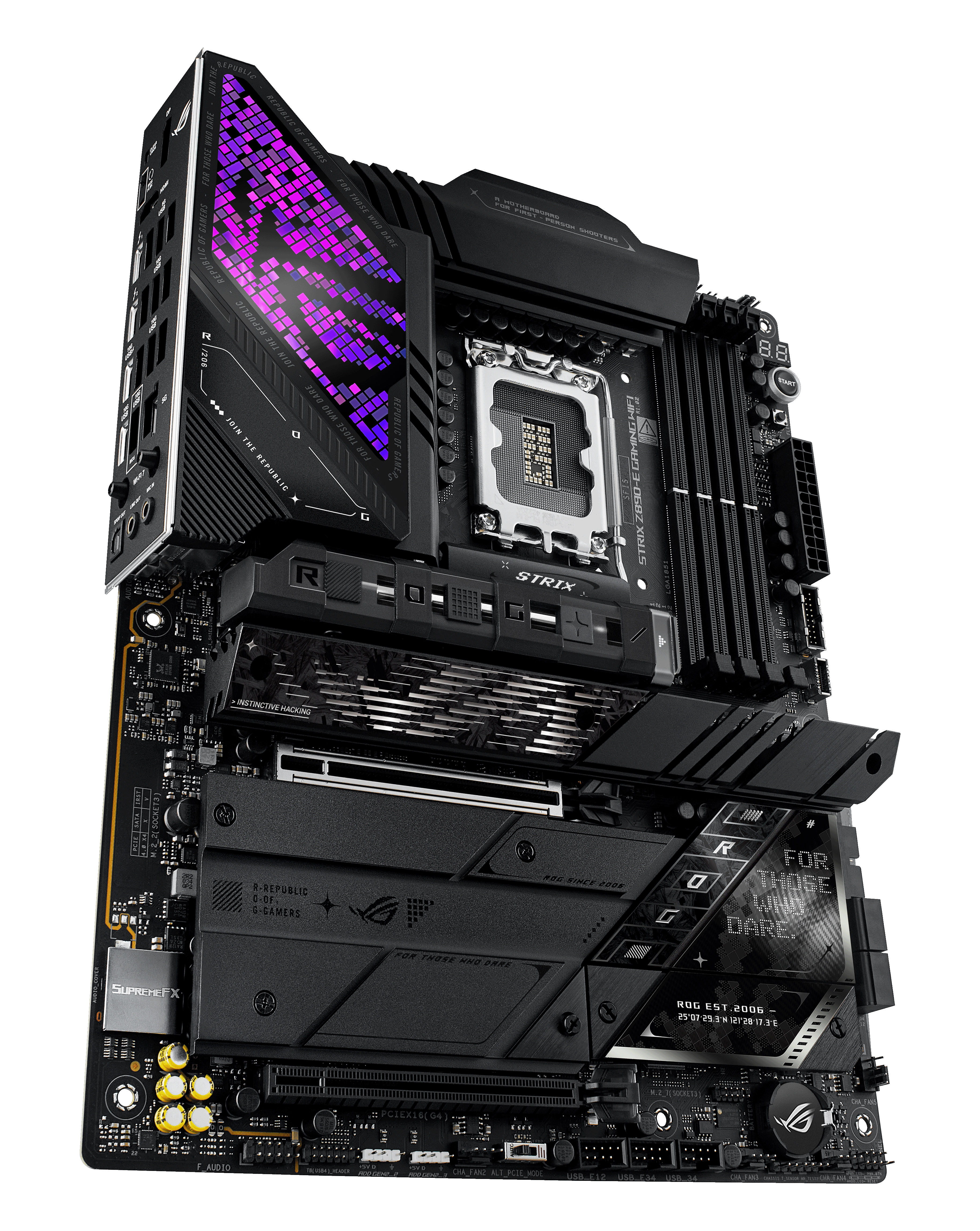 ASUS ROG STRIX Z890-E GAMING WIFI - Motherboard - ATX - LGA1851-Sockel - Z890 Chipsatz - USB-C 3.2 Gen 2x2, USB 3.2 Gen 1, USB 3.2 Gen 2, USB-C 3.2 Gen2, USB4 - 5 Gigabit Ethernet, Wi-Fi 7, Bluetooth - Onboard-Grafik (CPU erforderlich)